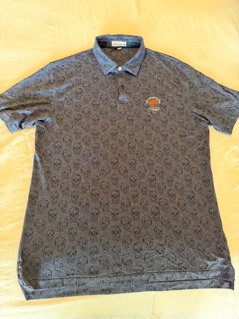 Peter Millar Men's Blue Skull-Print Polo Shirt Kiawah Ocean Course